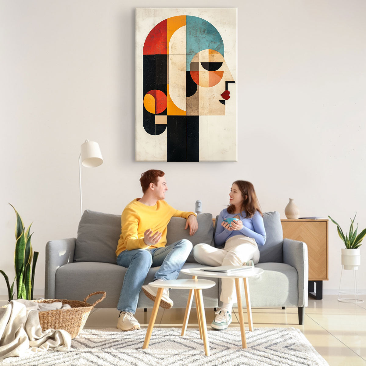 Geometric Art Style Woman Side Profileư