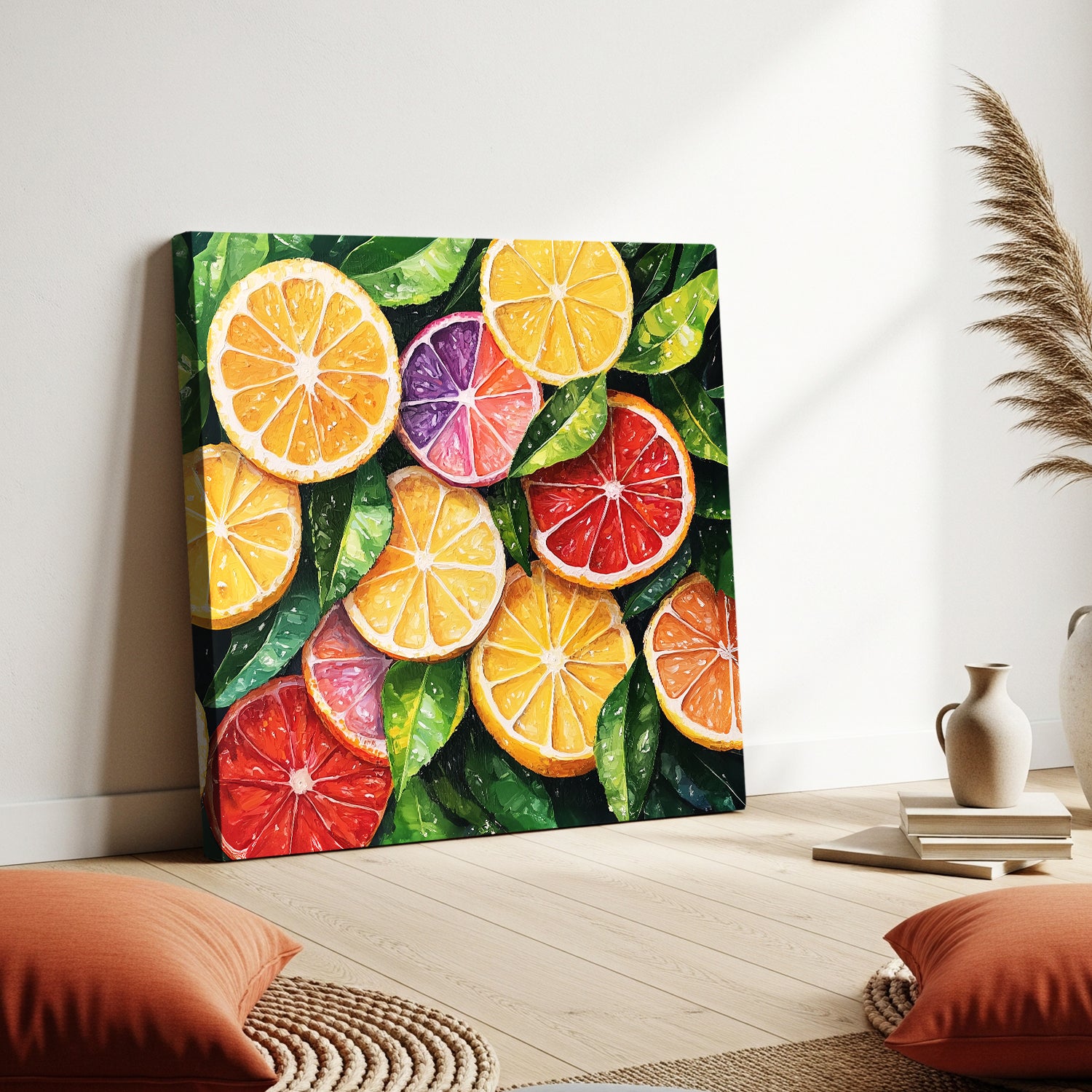 Watercolor Citrus Slices Canvas Print with Fresh Summer Feel