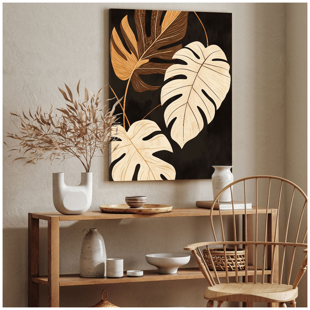Monstera Leaf Design Canvas Boho Wall Decor