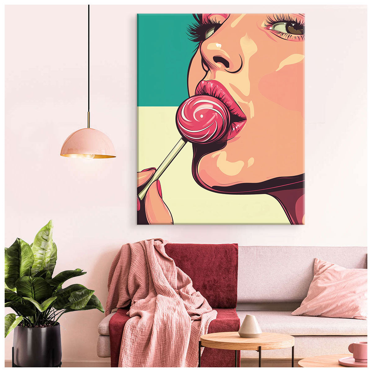 Pop Art Lollipop Girl Canvas Vintage Artwork