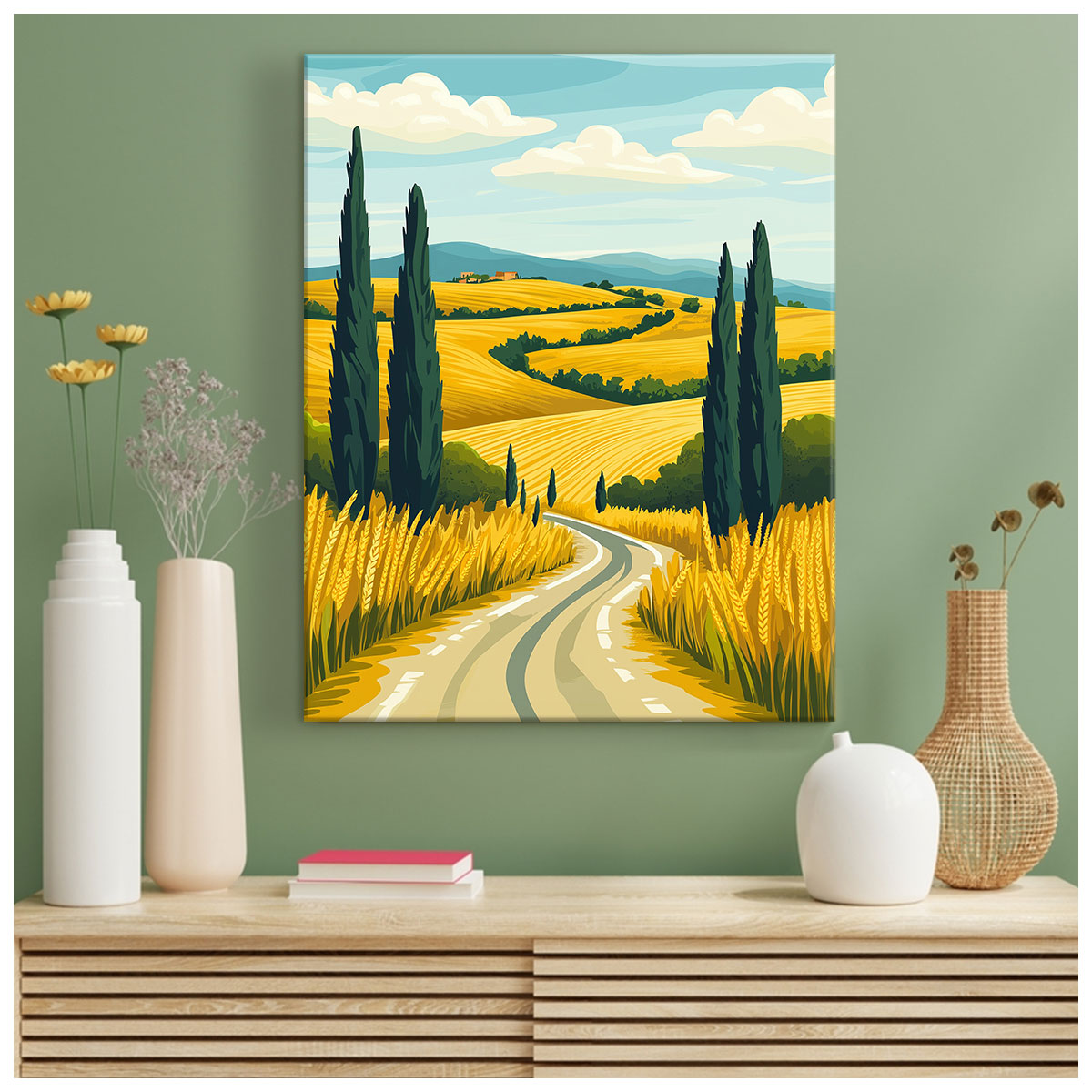 Cypress Trees Canvas Vintage Artwork