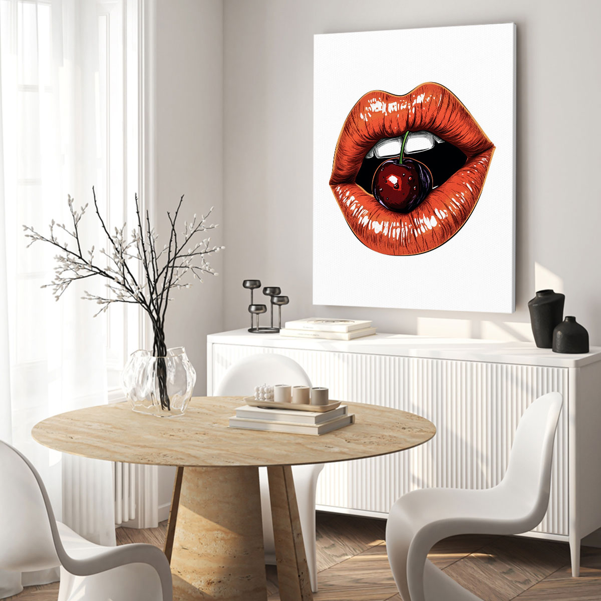 Pop Art Cherry Lips Vertical Wall Art