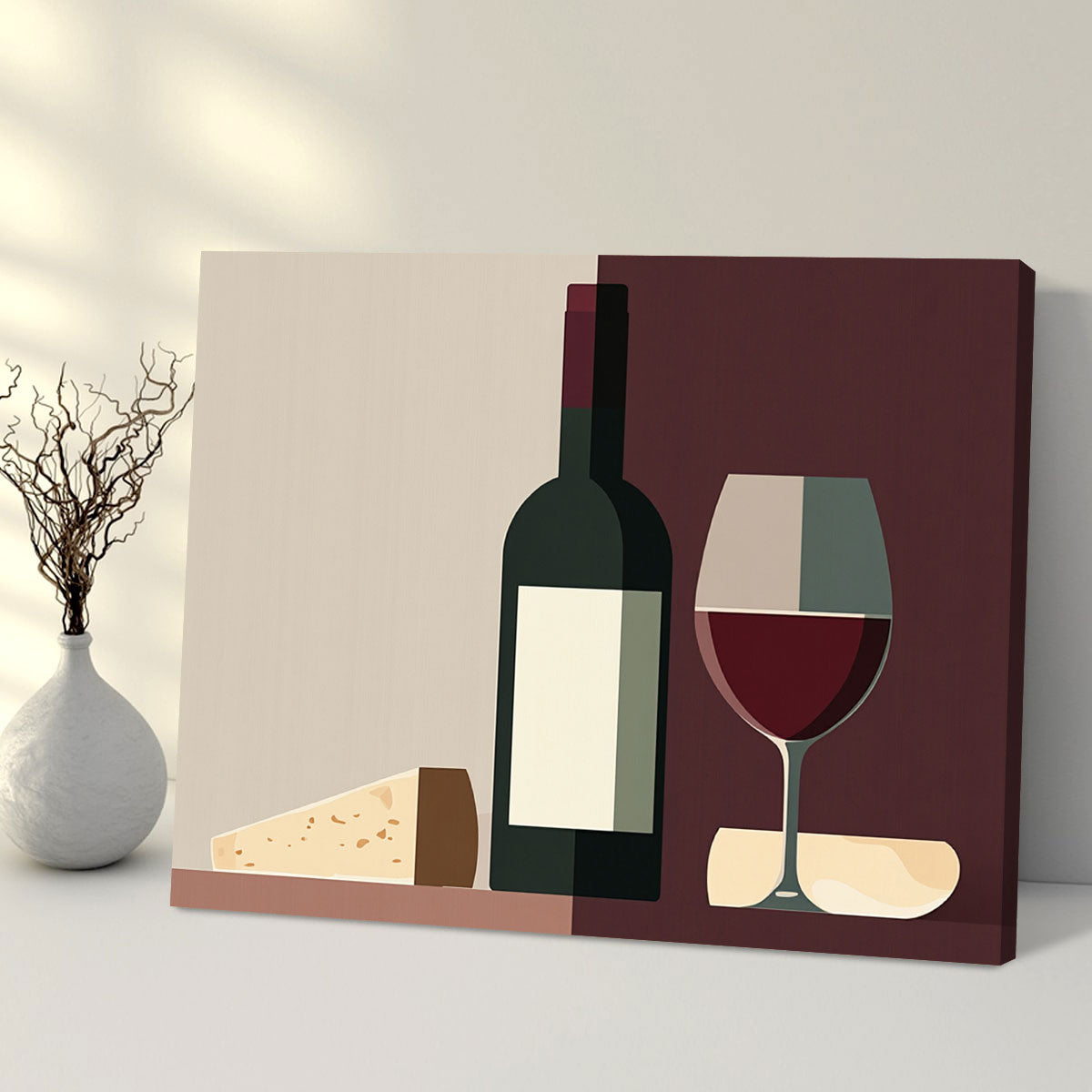 Minimalist Wine Bottle Canvas Wall Art