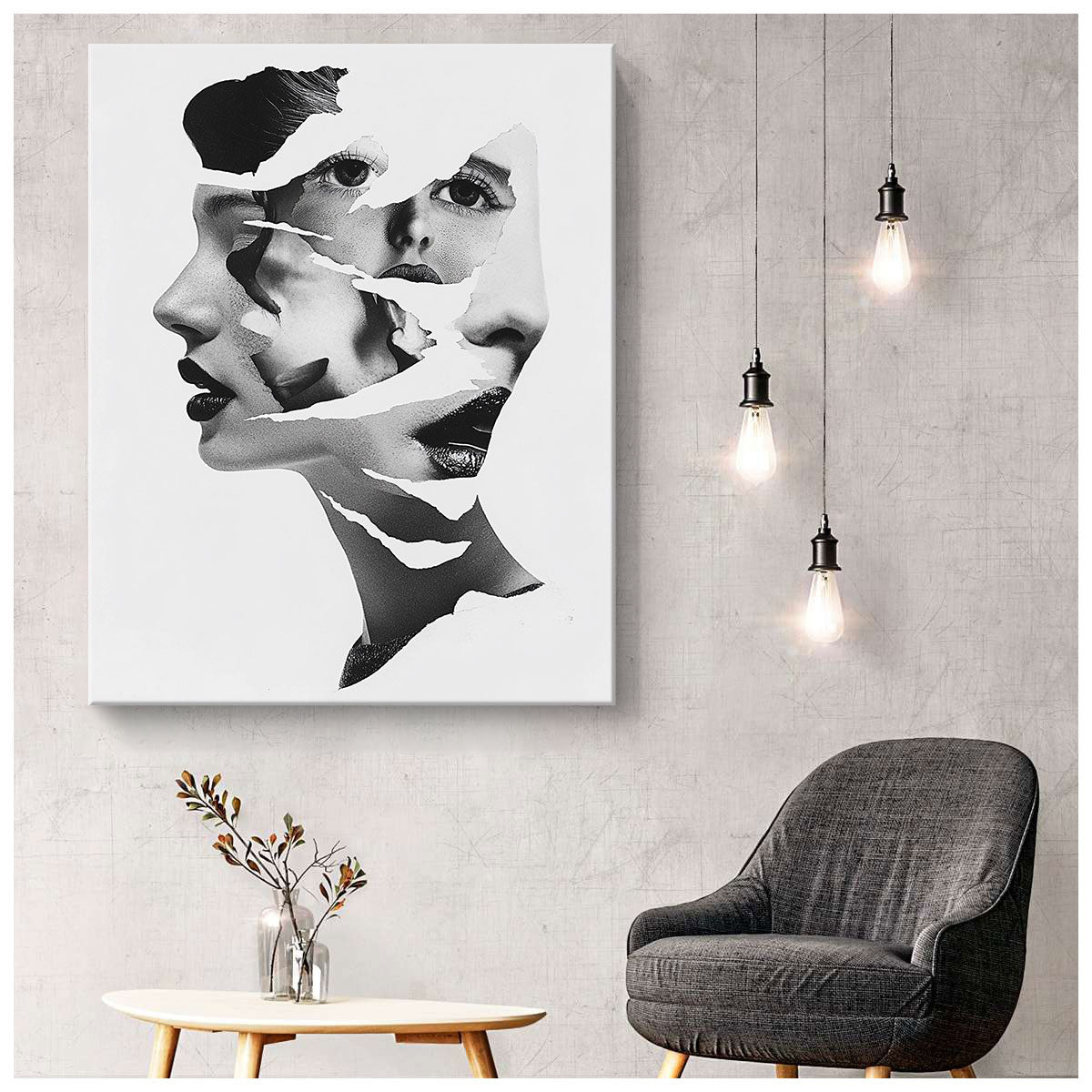 Fragmented Faces Abstract Wall Art
