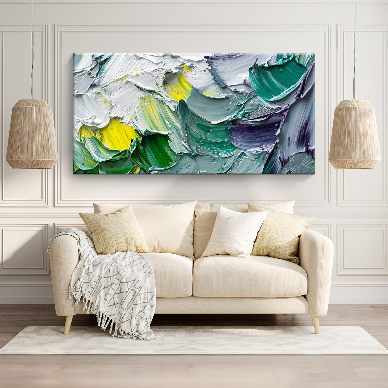 Vibrant Textured Abstract Canvas Wall Art for Living Room