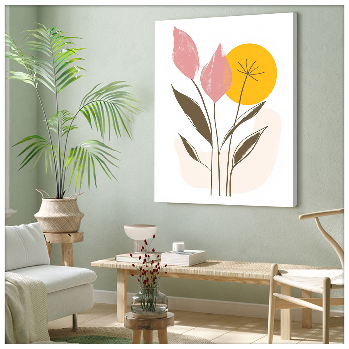 Modern Botanical Sunshine Abstract Wall Art