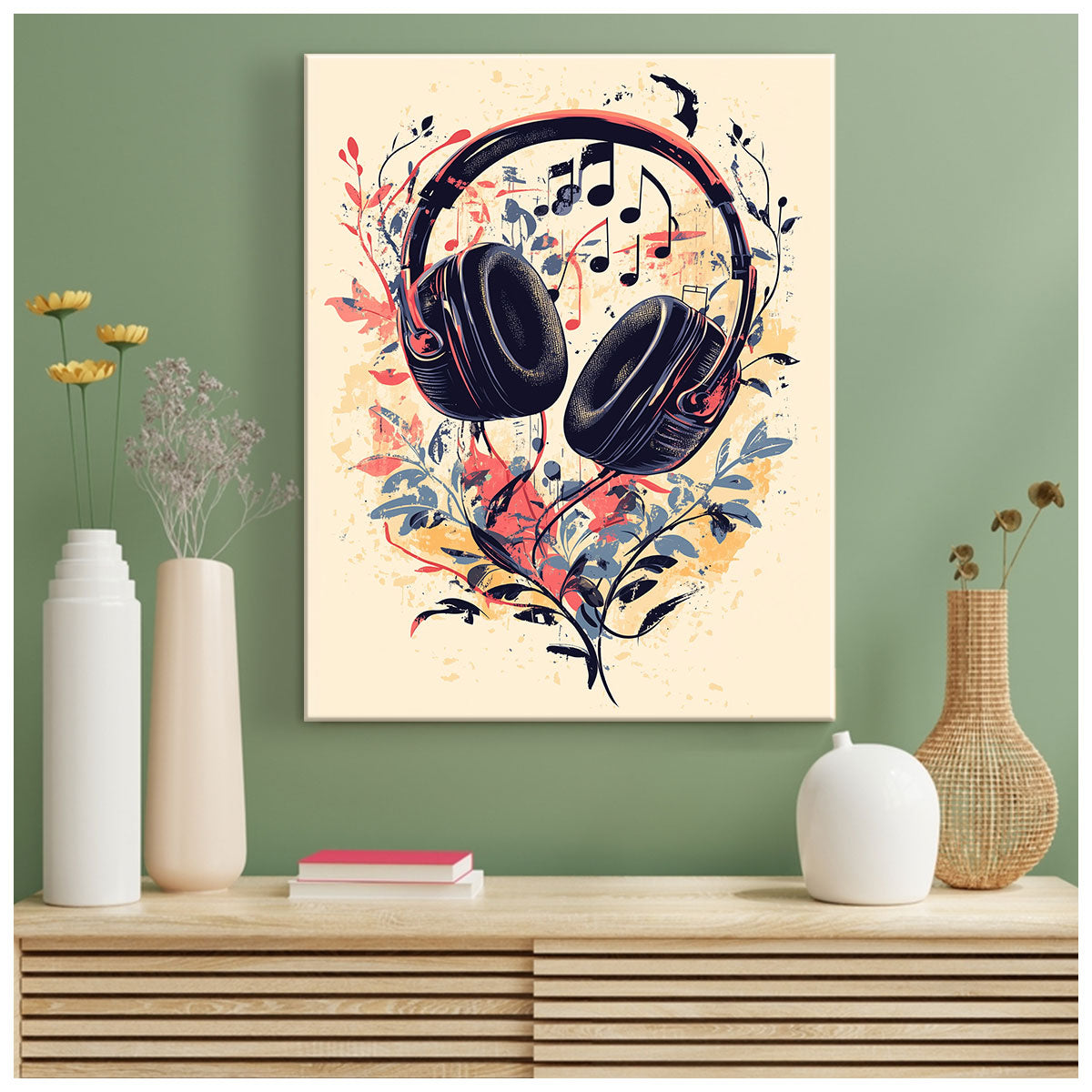 Music Headphones - Modern Minimal Canvas Wall Art