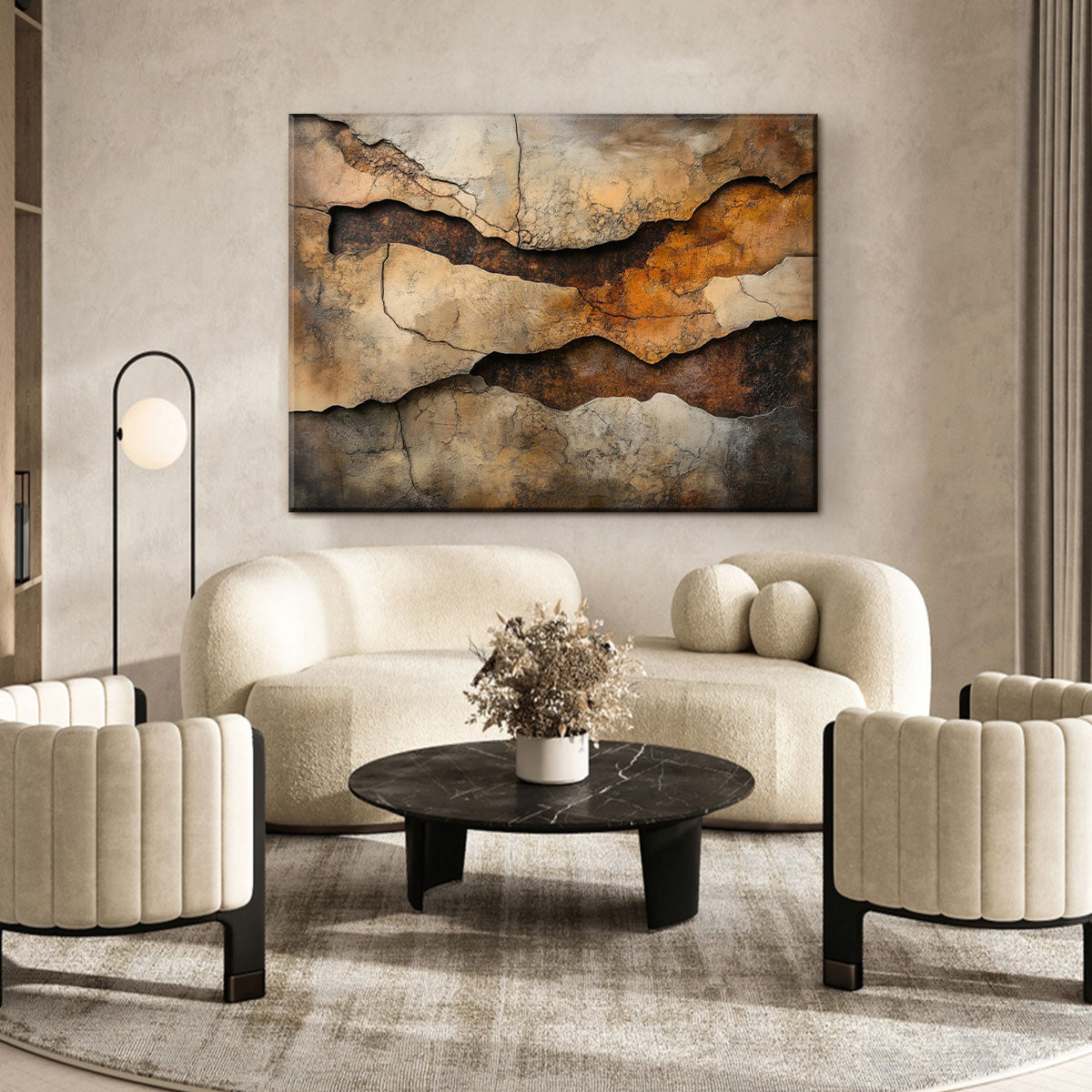 Layered Abstract Canvas Wall Art – Textured Minimalist Painting