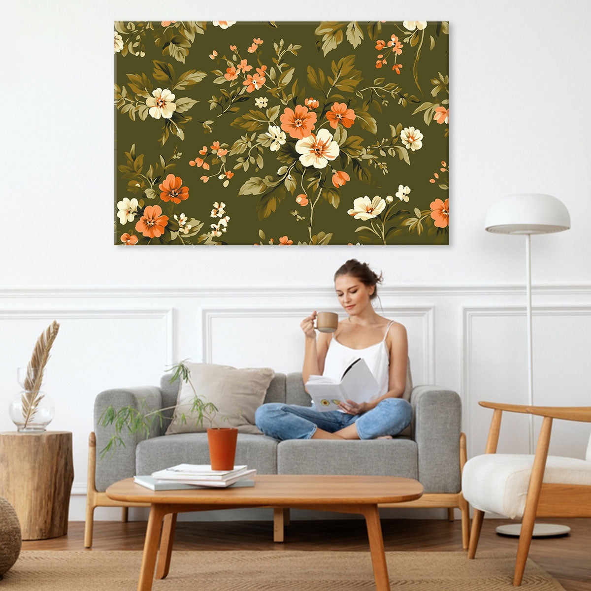 Garden Flower Pattern Canvas Vintage Artwork