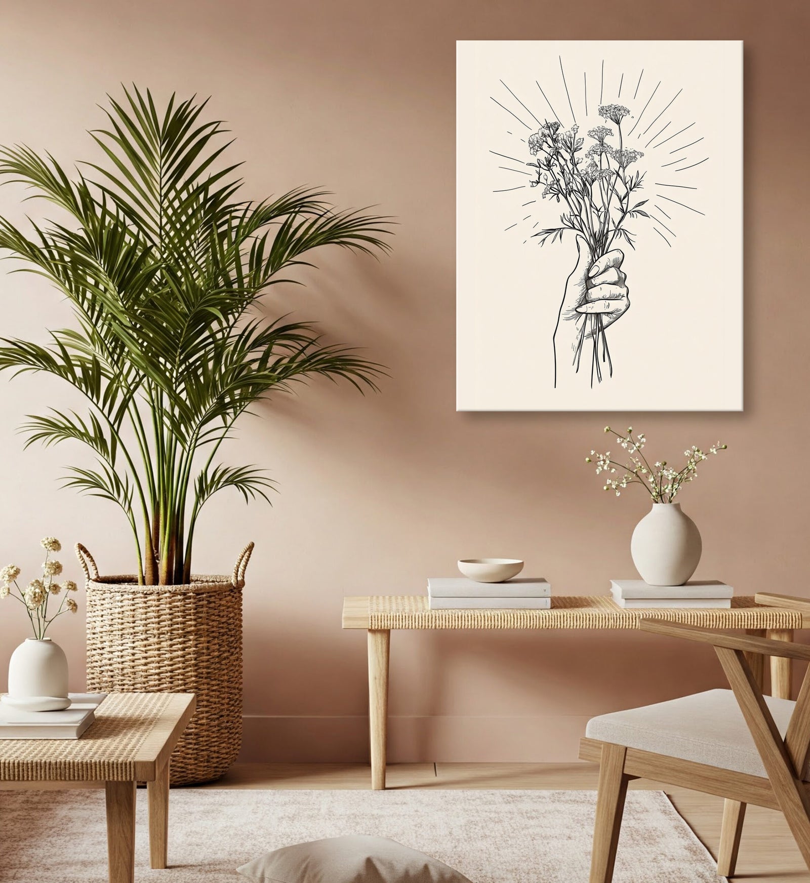 Wildflower Hand Boho Canvas Art