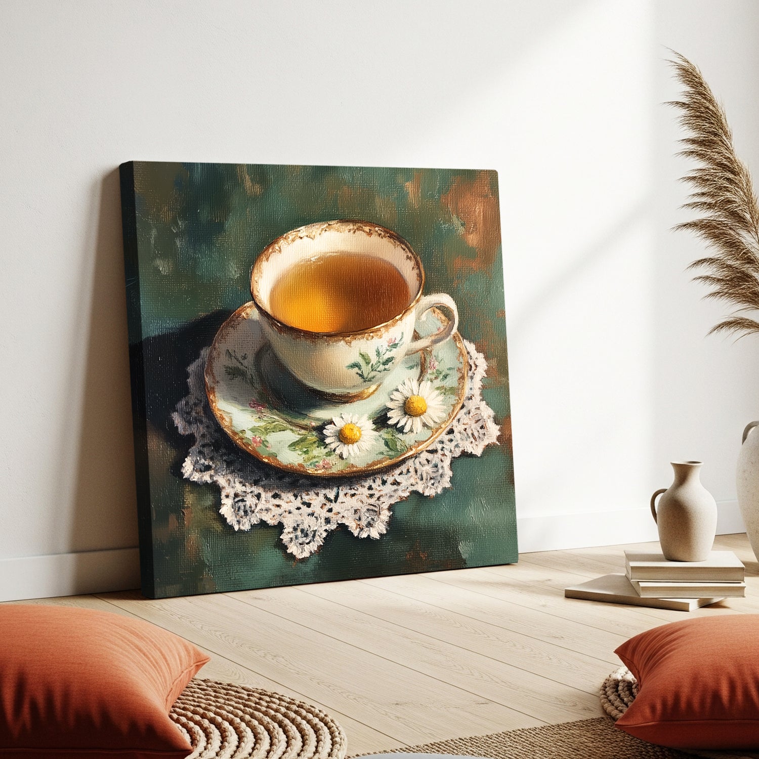 Delicate Teacup Oil Painting Fine Art Canvas Print