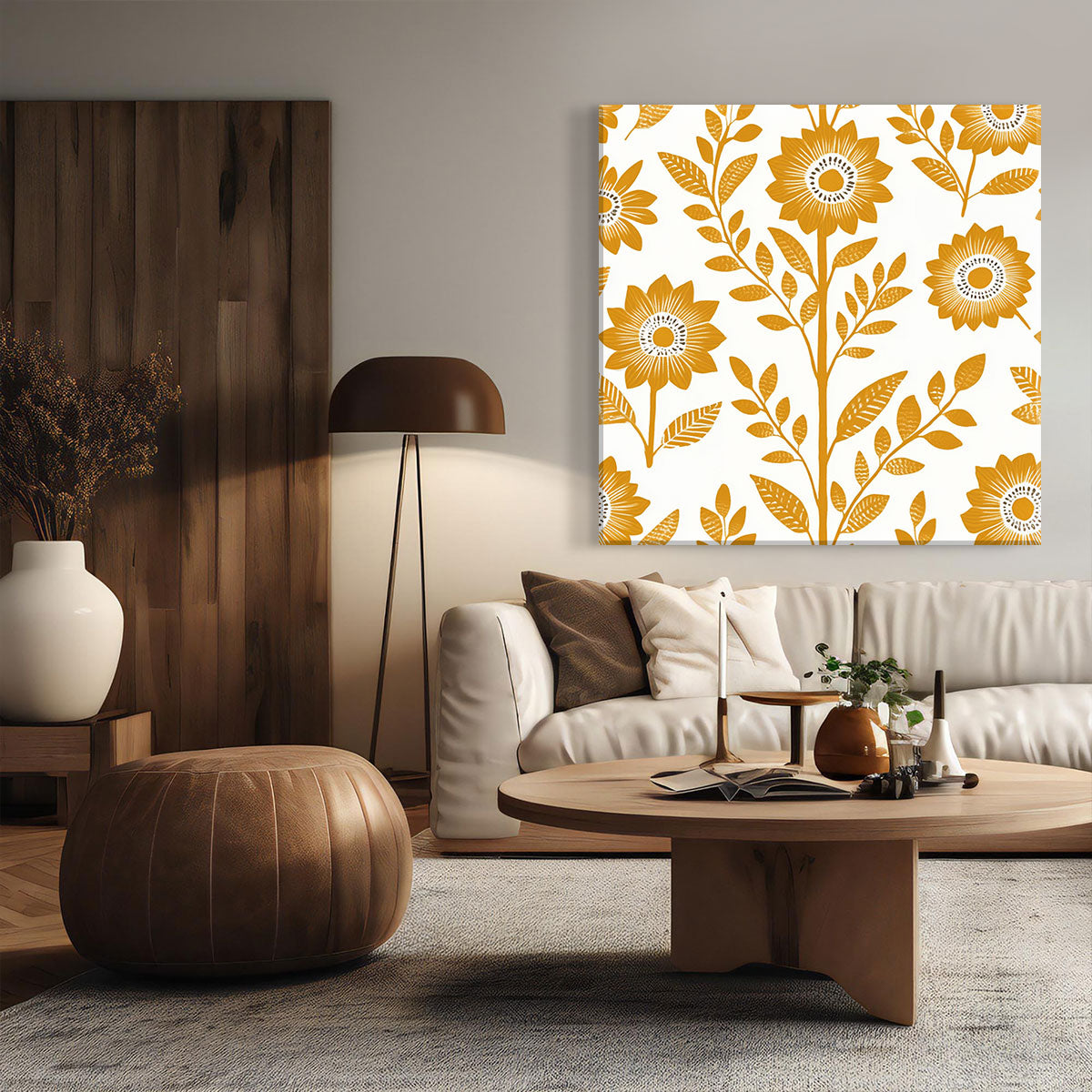 Golden Daisy Grid Boho Wall Decor