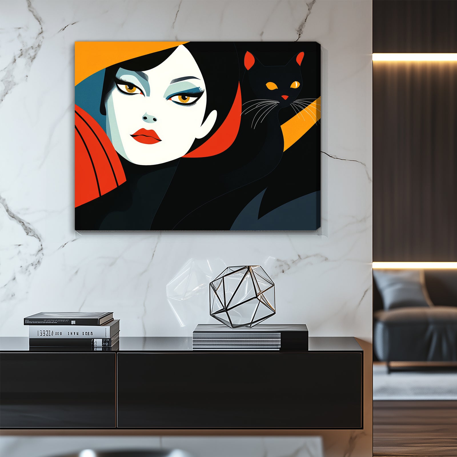 Modern Cat Woman Abstract Wall Art For Your Space