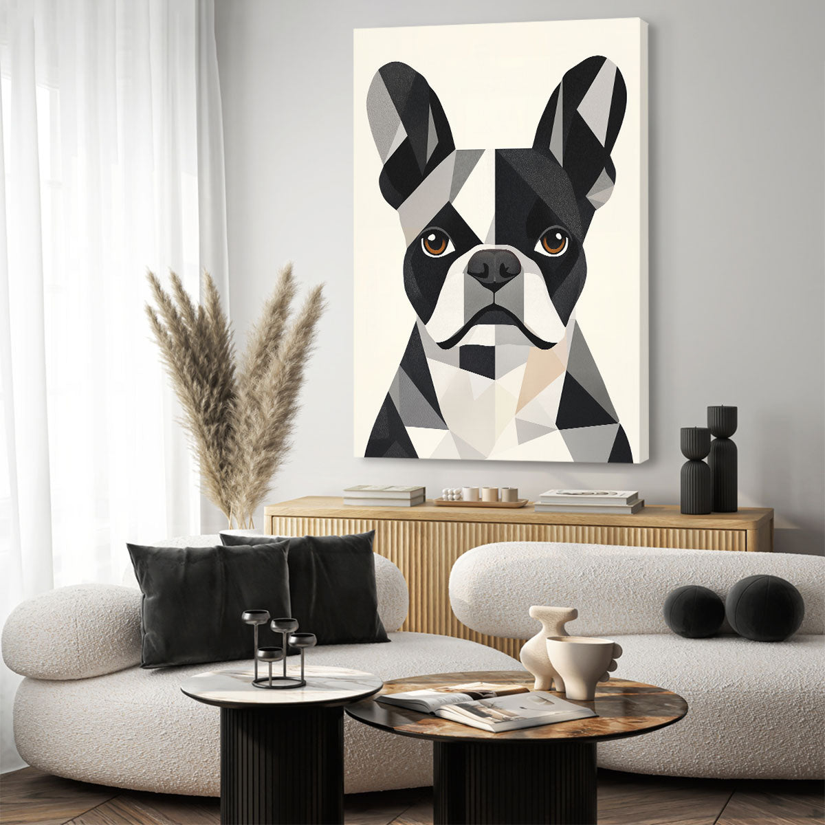 Geometric Art Bulldog Animal Wall Art Decor
