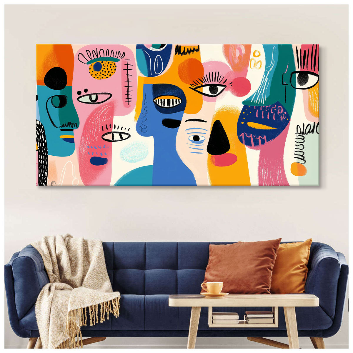 Modern Tribal Faces Canvas Fine Arts Print