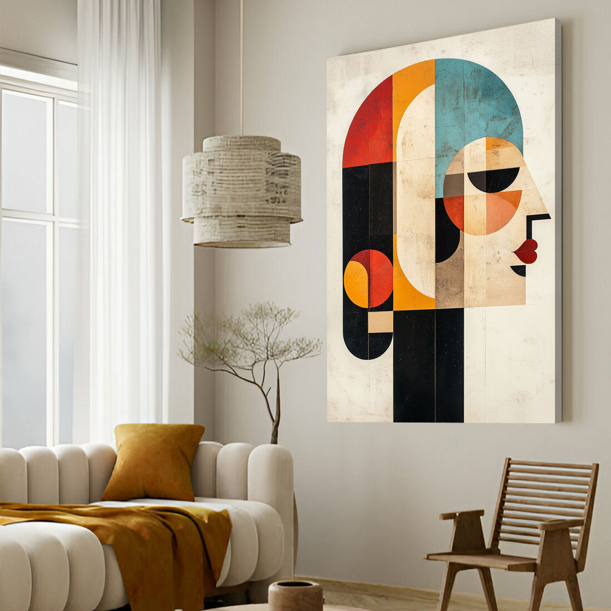 Geometric Art Style Woman Side Profileư