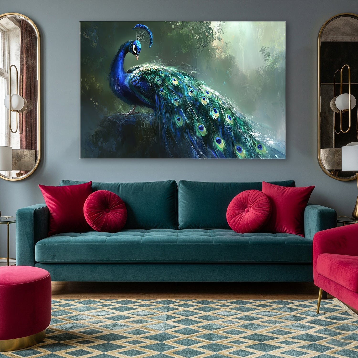 Peacock Feather Canvas Print in Elegant Jewel-Tone Finish