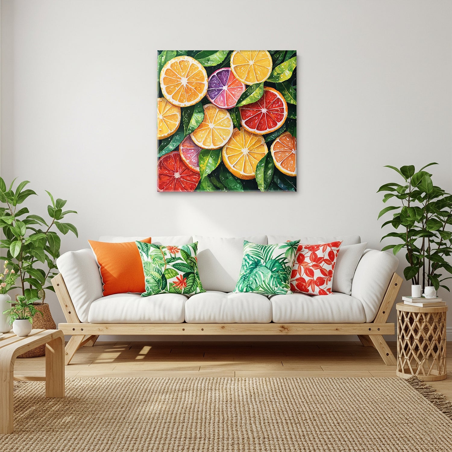 Watercolor Citrus Slices Canvas Print with Fresh Summer Feel