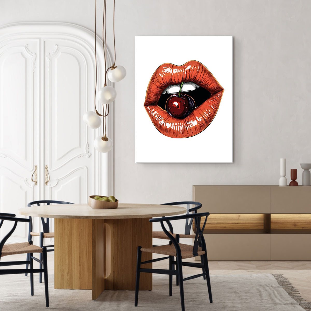 Pop Art Cherry Lips Vertical Wall Art