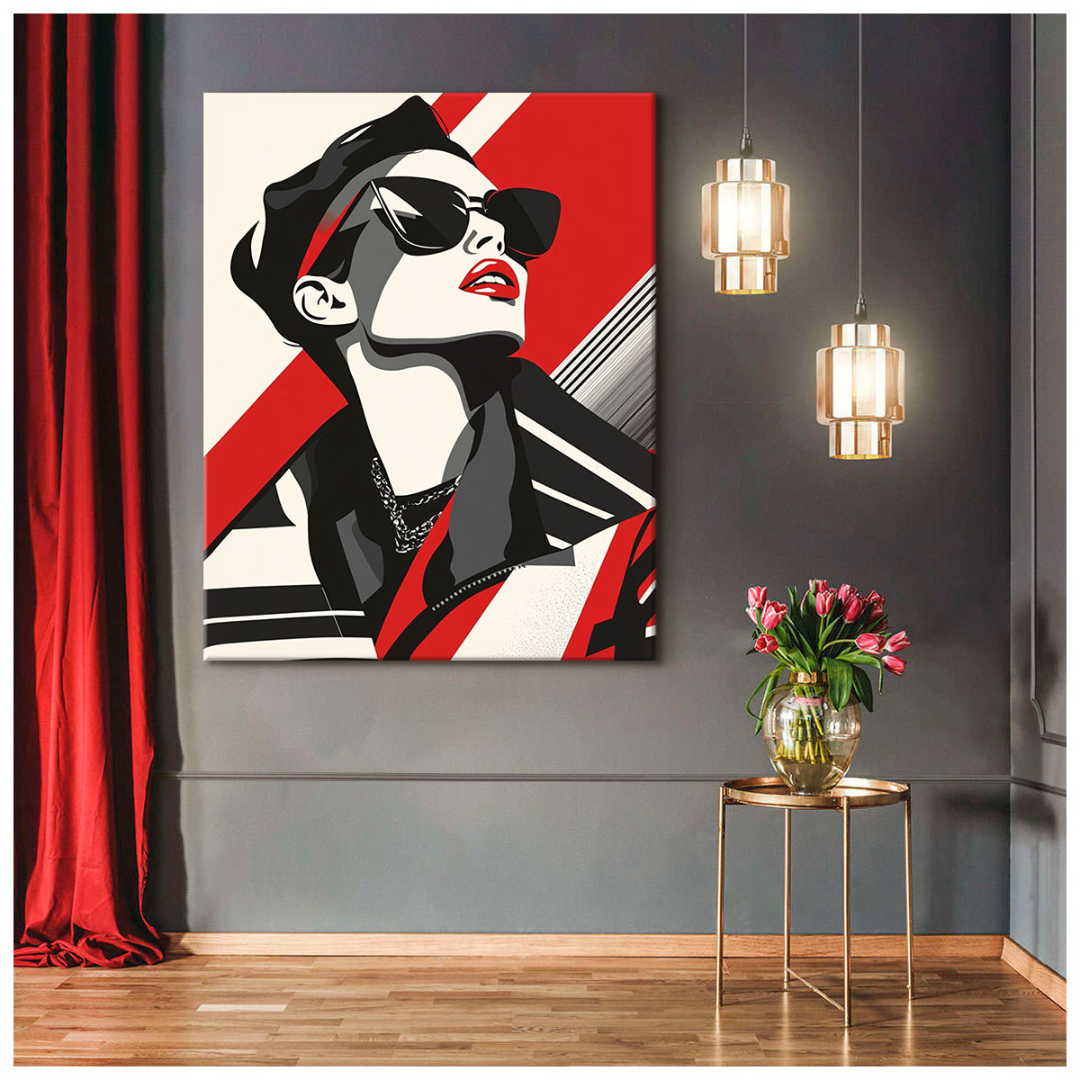 Bold Fashion Model – Modern Vector Art Canvas Print