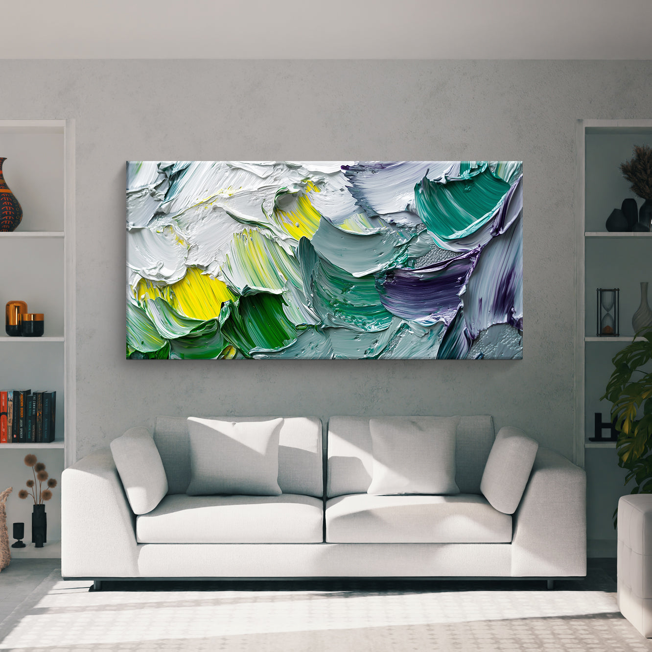 Vibrant Textured Abstract Canvas Wall Art for Living Room