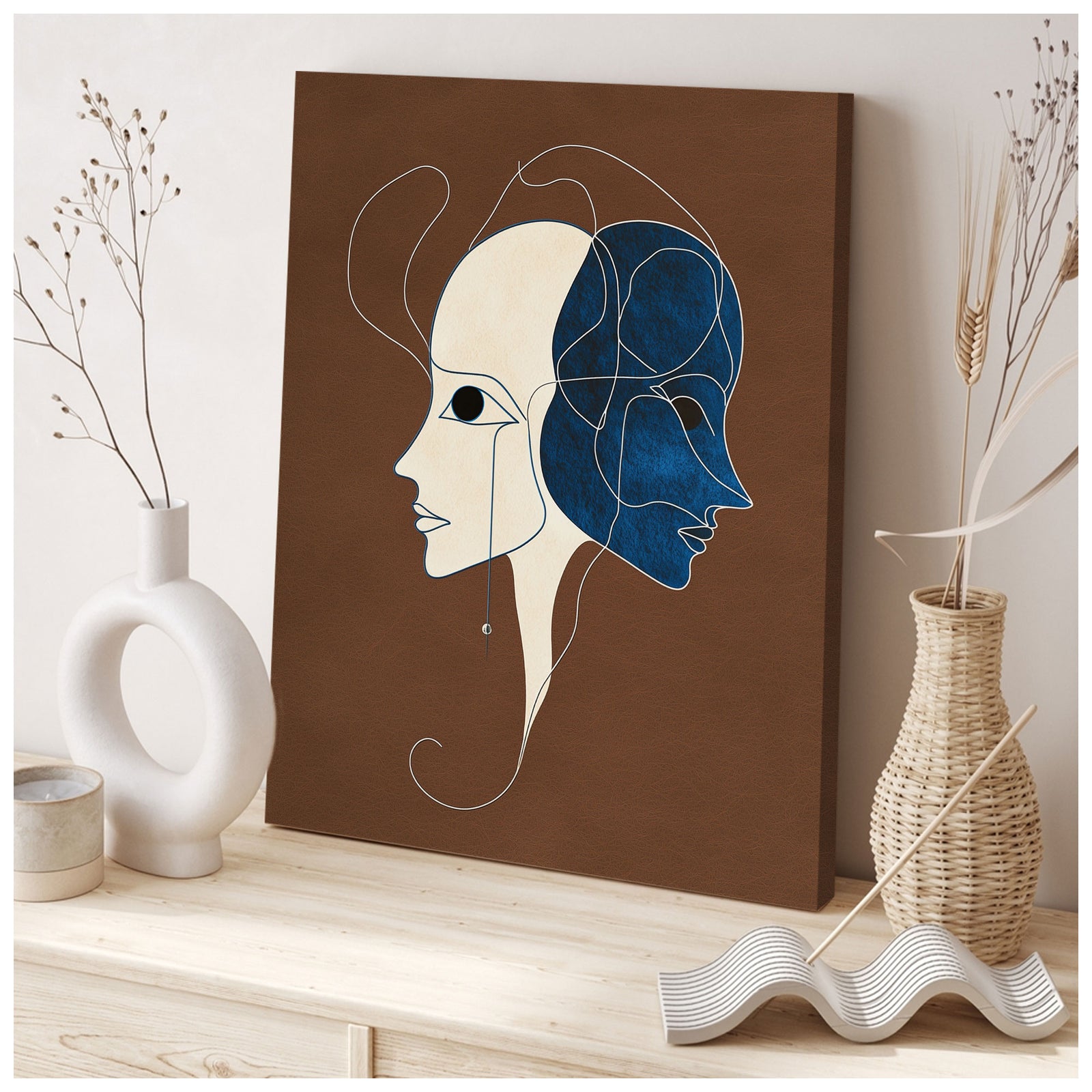 Two Face Abstract Minimalist Canvas Wall Art