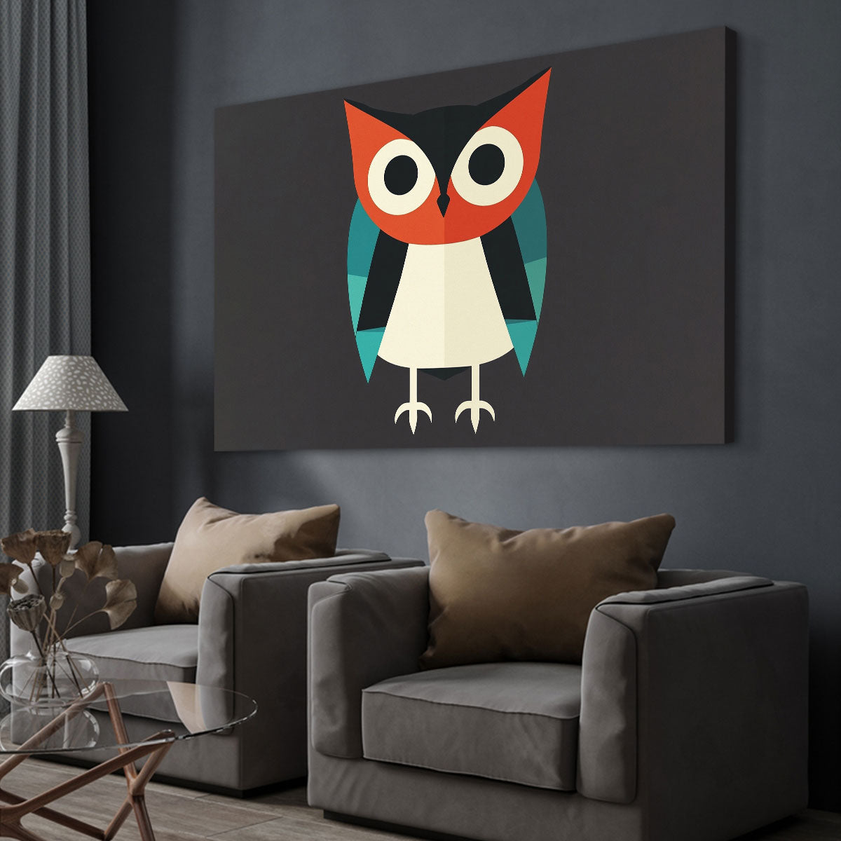 Modern Geometric Art Inspired Owl Canvas Print