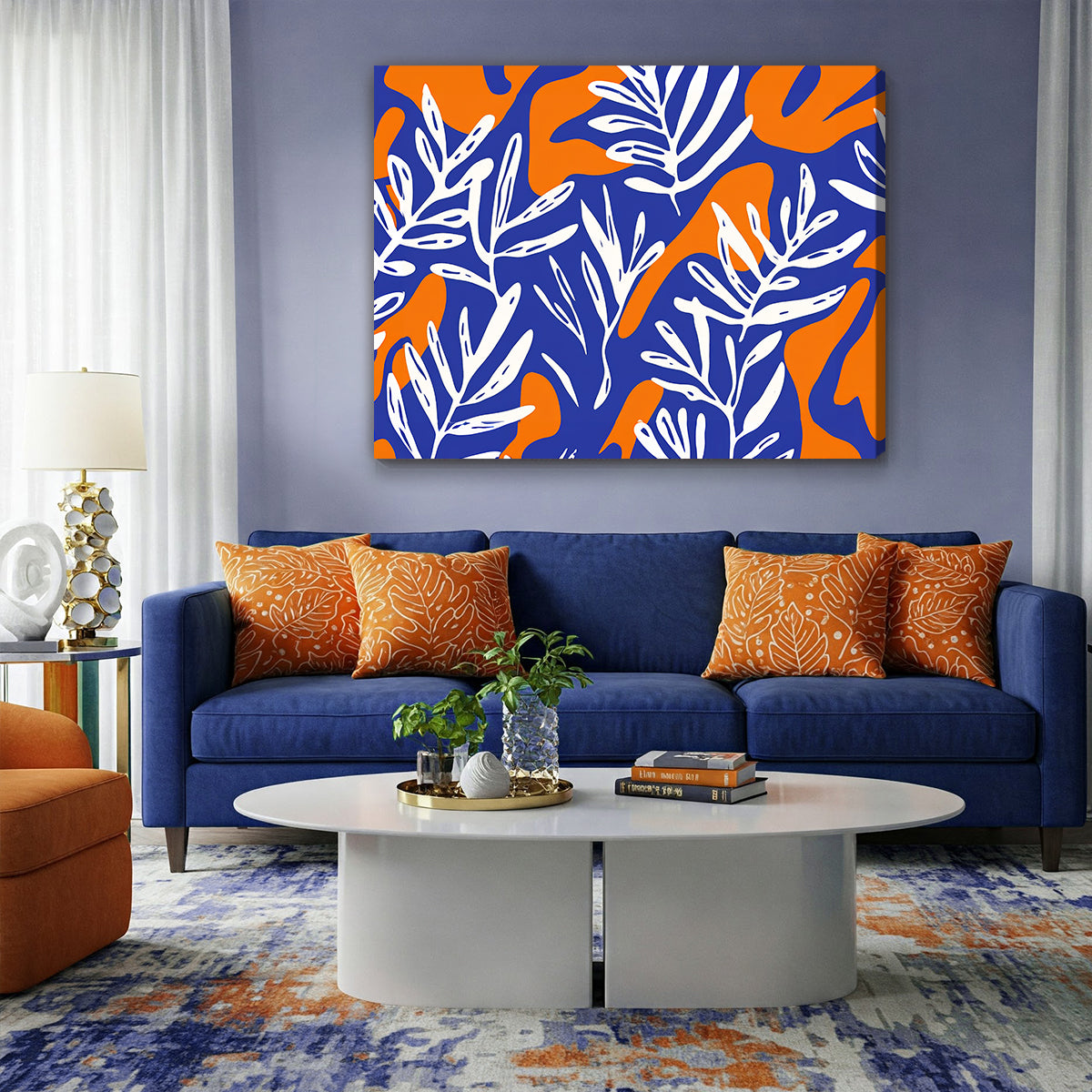 Blue Botanical Abstract Wall Art