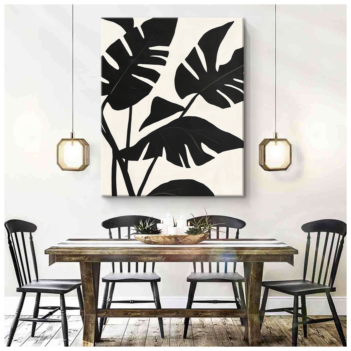 Monstera Leaf Canvas Abstract Wall Art
