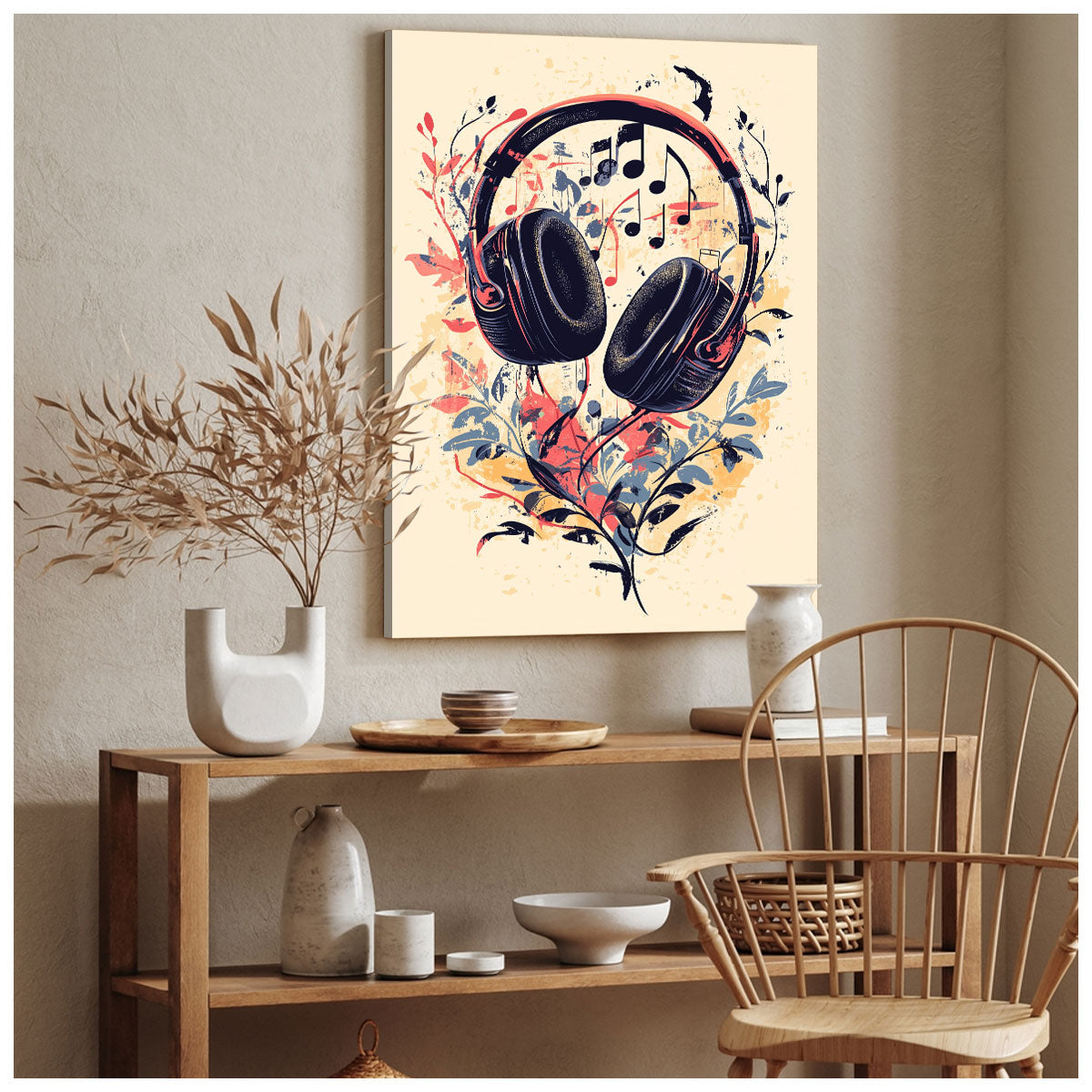 Music Headphones - Modern Minimal Canvas Wall Art