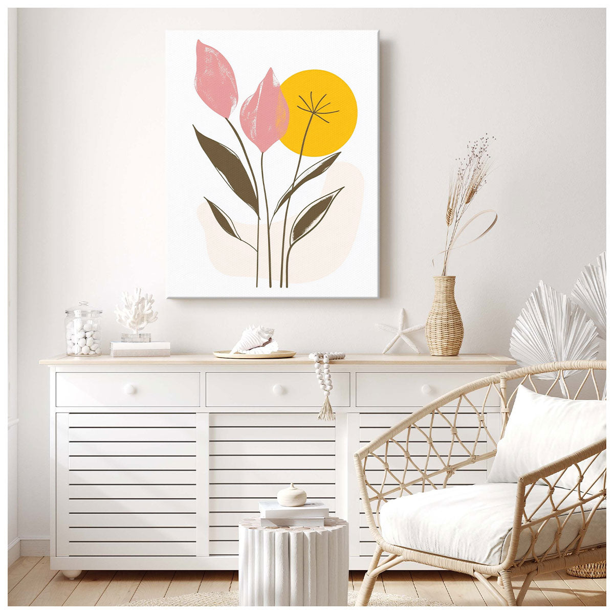 Modern Botanical Sunshine Abstract Wall Art