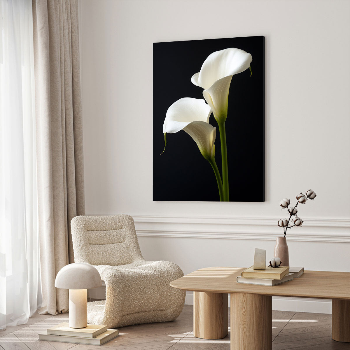 Ivory Calla Lily Pair Flower Art