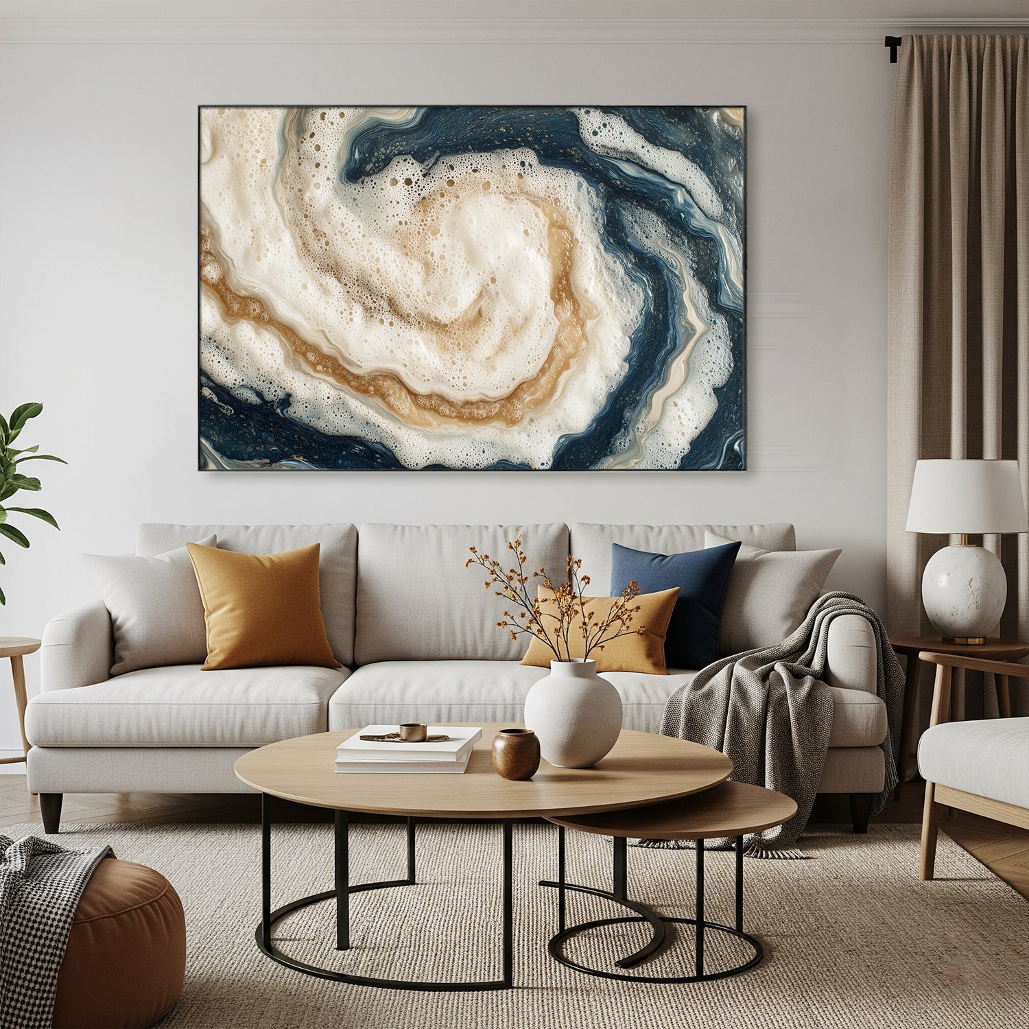 Abstract Seafoam Swirl Acrylic Canvas Wall Art Print