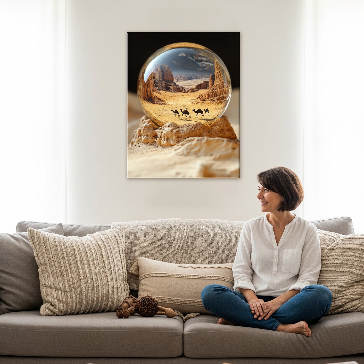 Desert In Glass Orb Surreal Canvas Wall Art Print
