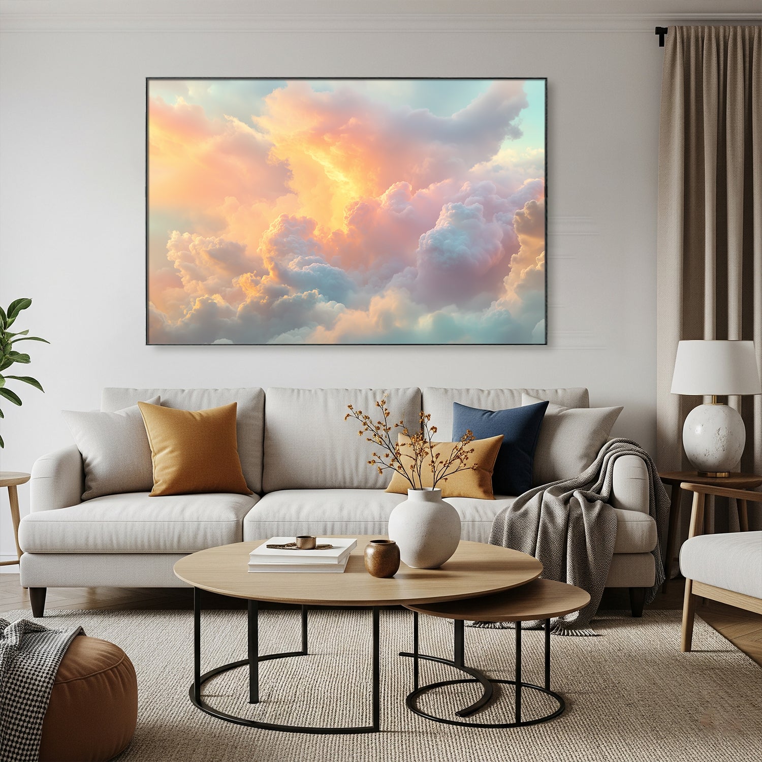 Dreamlike Cloud Formation Digital Canvas In Pastel Hues