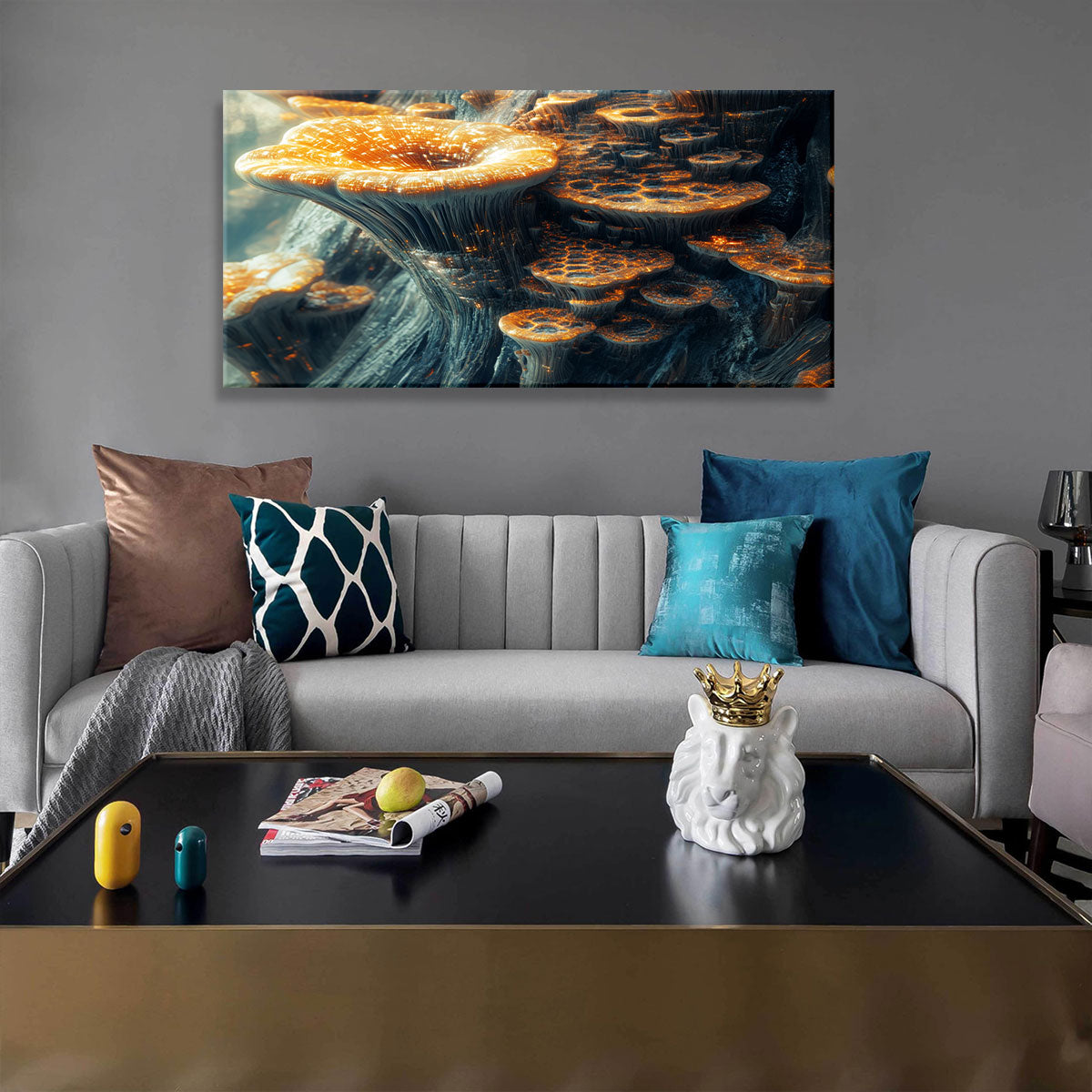 Mushroom Modern Abstract Canvas Wall Art for Living Room