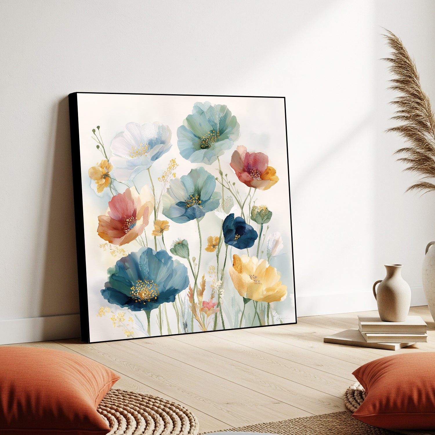 Soft Botanical Canvas Delicate Flower Wall Decor