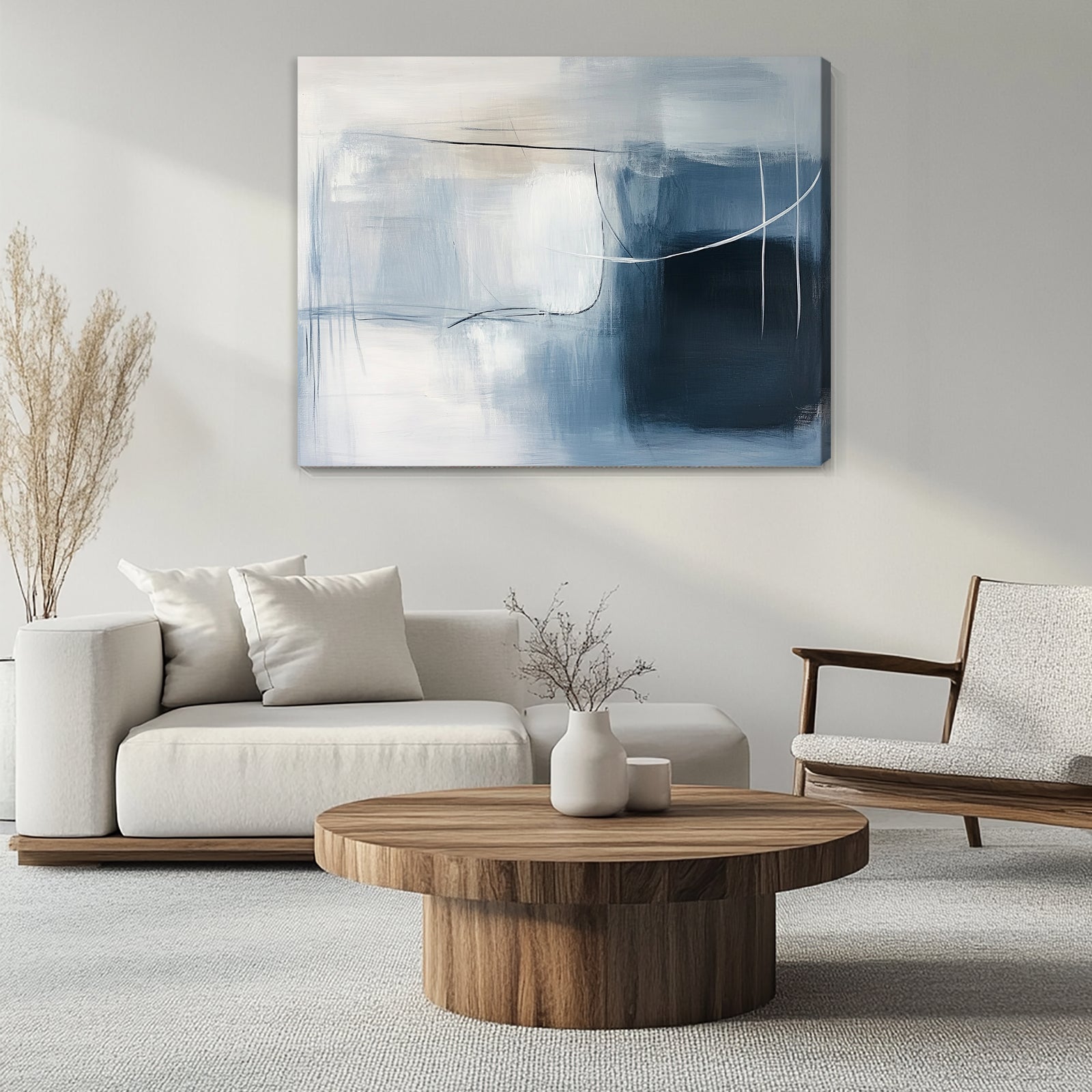 Muted Gray Abstract Canvas Wall Art – Calming Minimalist Painting