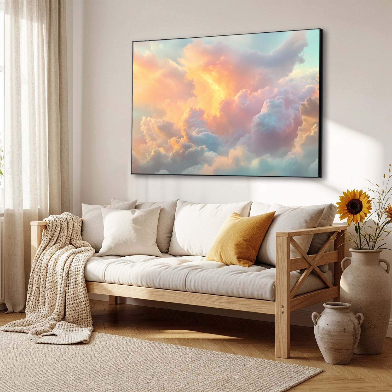 Dreamlike Cloud Formation Digital Canvas In Pastel Hues