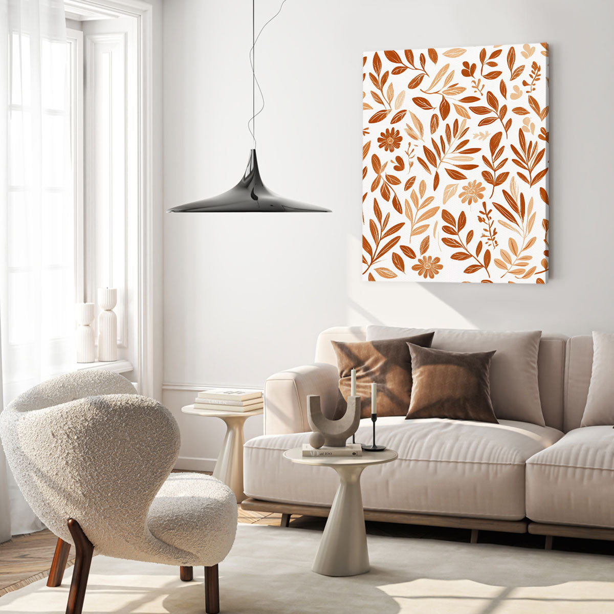 Autumnal Botanical Leaf Canvas Boho Wall Decor