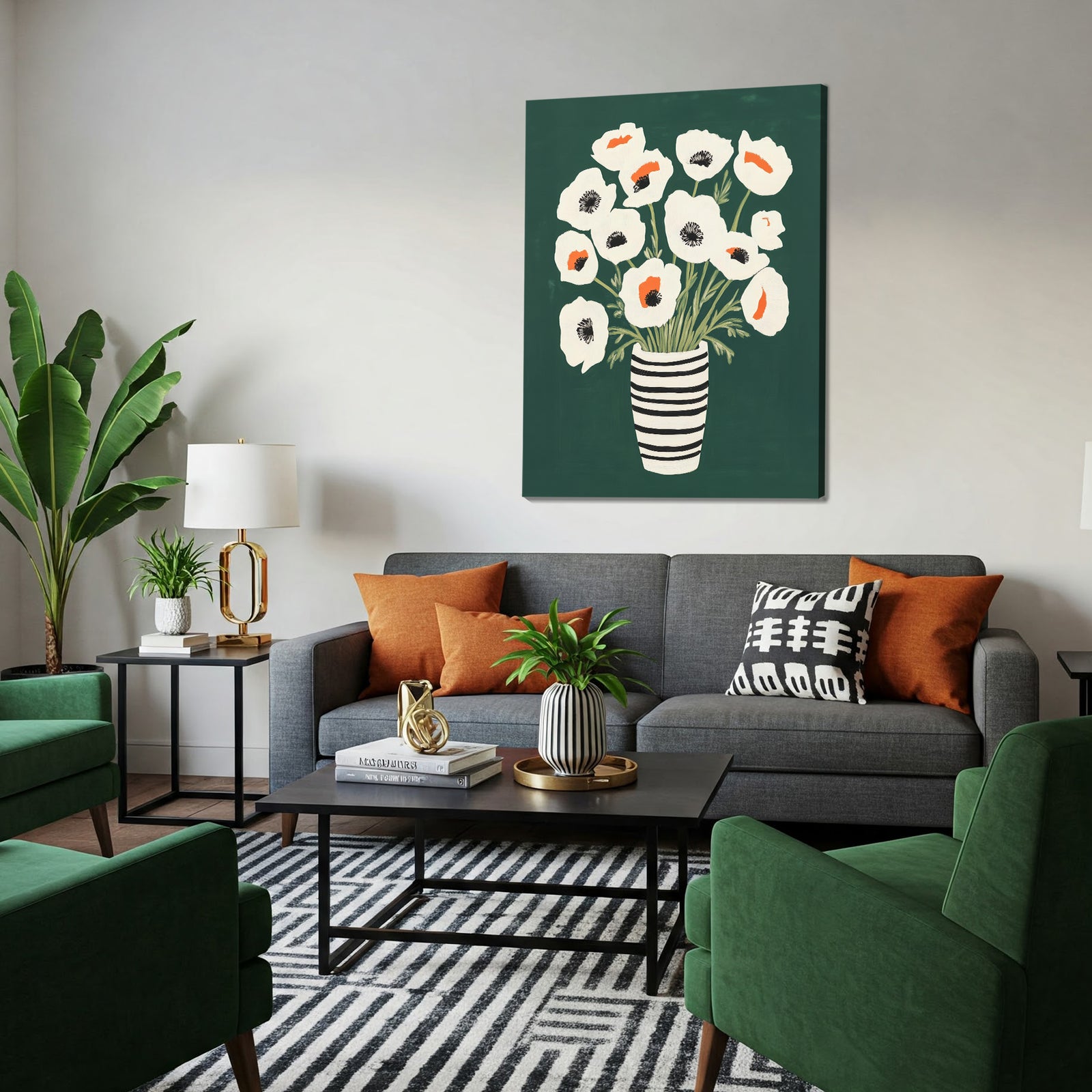Poppies Bouquet Modern Wall Artwork!