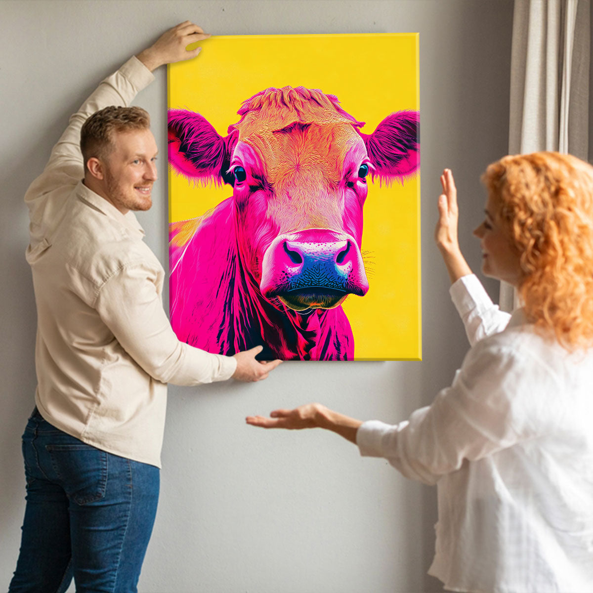 Neon Cow Pop Art Colorful Canvas Wall Art