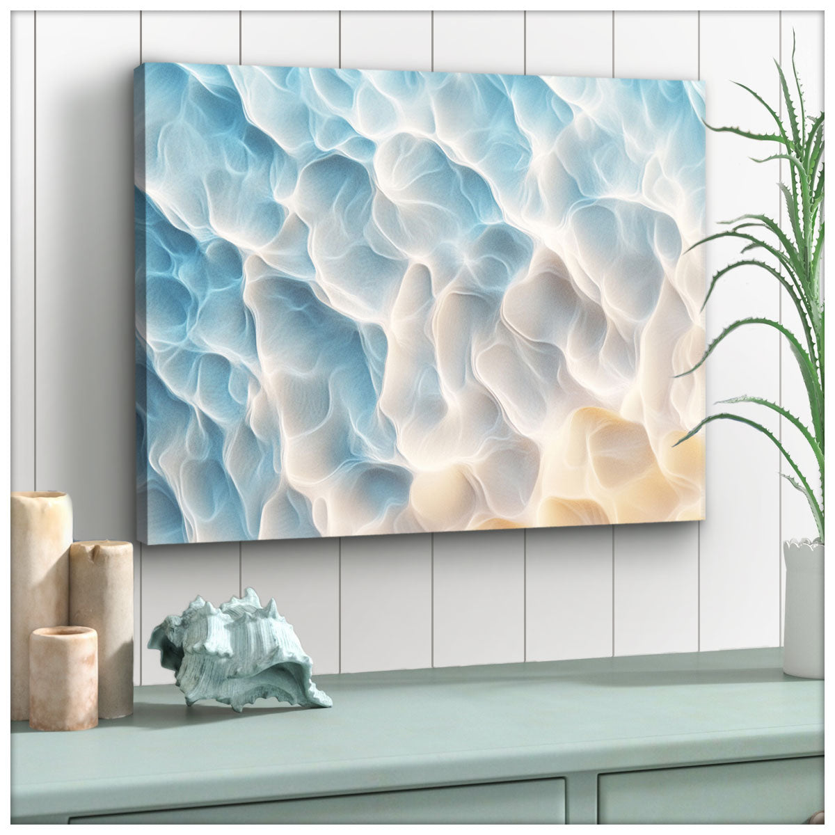 Ethereal Ocean Flow Blue Abstract Artwork