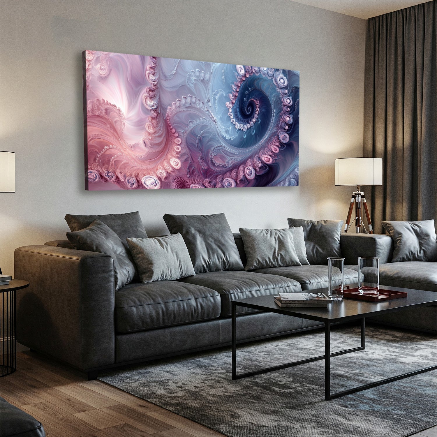 Fluid Abstract Canvas Art in Beige and Neutral Tones