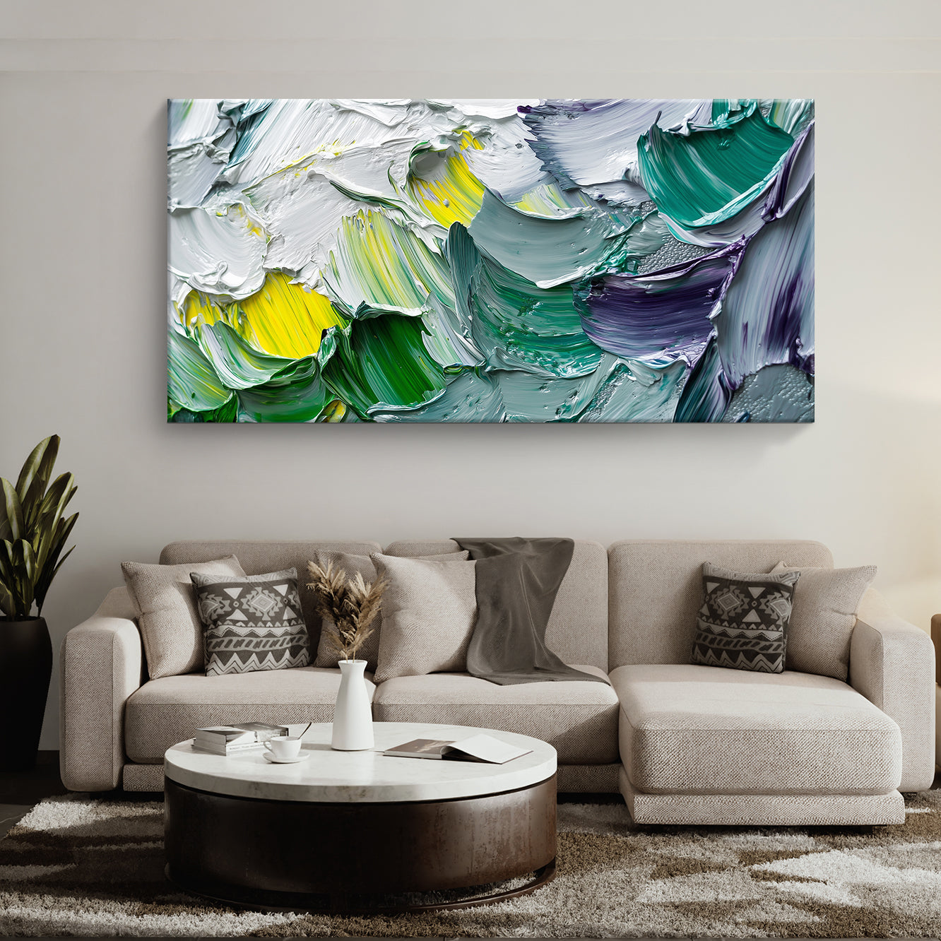 Vibrant Textured Abstract Canvas Wall Art for Living Room