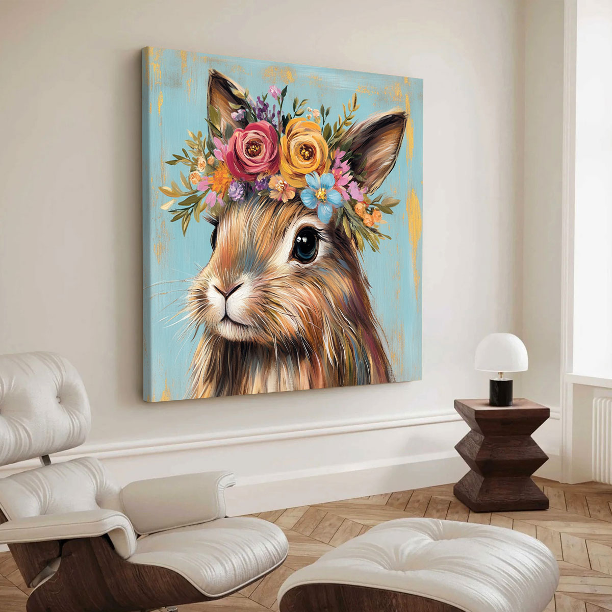 Cute Rabbit Animal Oil Painting Canvas Wall Art