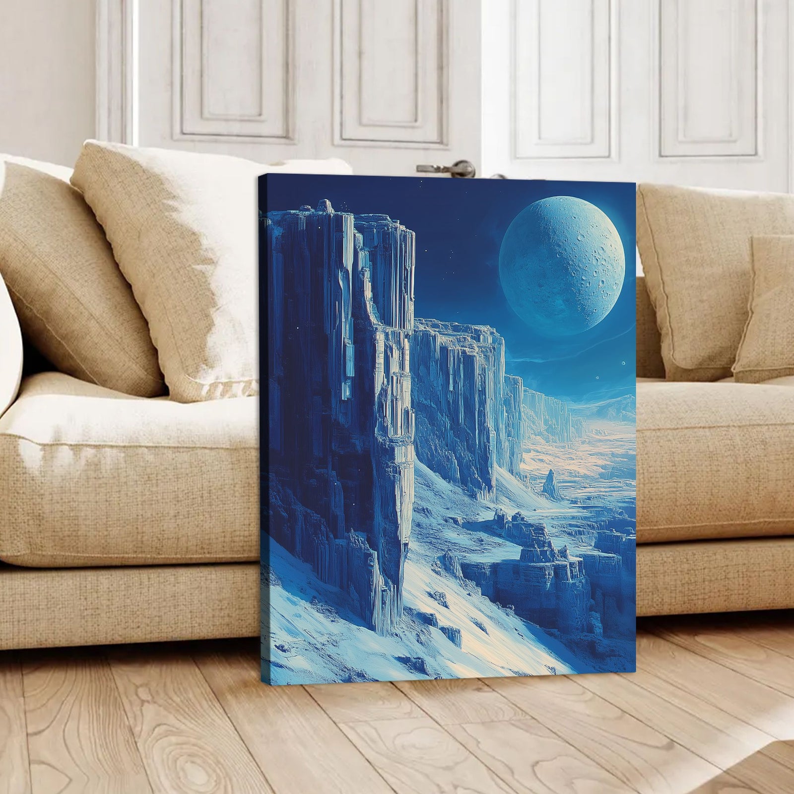 Lunar Horizon Landscape Abstract Canvas Wall Art for Living Room