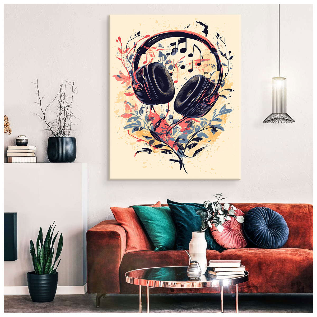 Music Headphones - Modern Minimal Canvas Wall Art