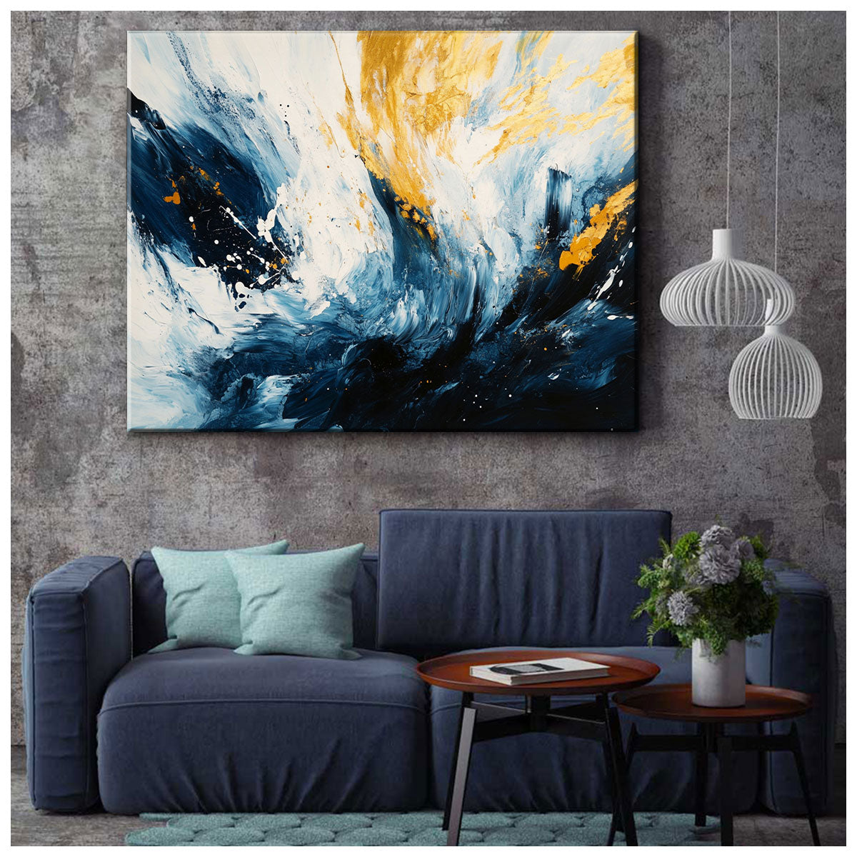 Dynamic Abstract Brushstrokes Modern Canvas Wall Ar