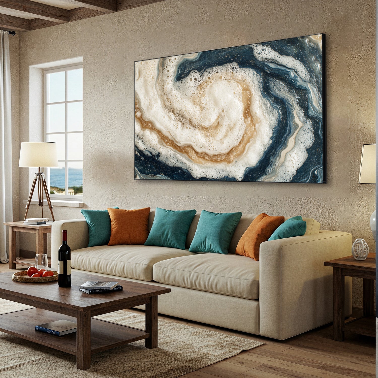 Abstract Seafoam Swirl Acrylic Canvas Wall Art Print